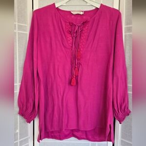 Johnny Was Magenta Blouse with Tassel Details